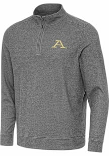 Antigua Akron Zips Mens Black Subtle Long Sleeve Qtr Zip Pullover