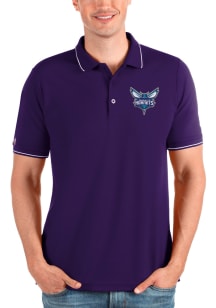 Antigua Charlotte Hornets Mens Purple Affluent Short Sleeve Polo