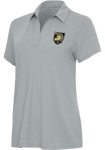 Antigua Army Black Knights Womens Grey Era Short Sleeve Polo Shirt