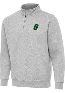 Antigua UNCC 49ers Mens Grey Victory Long Sleeve Qtr Zip Pullover