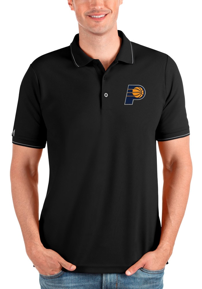 Antigua Indiana Pacers Mens Black Affluent Short Sleeve Polo