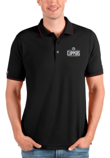 Antigua Los Angeles Clippers Mens Black Affluent Short Sleeve Polo