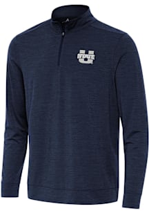 Antigua Utah State Aggies Mens Navy Blue Bright Long Sleeve Qtr Zip Pullover