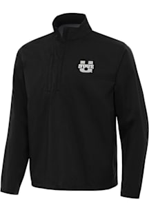 Antigua Utah State Aggies Mens Black Brisk Long Sleeve Qtr Zip Pullover