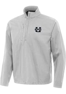 Antigua Utah State Aggies Mens Grey Brisk Long Sleeve Qtr Zip Pullover