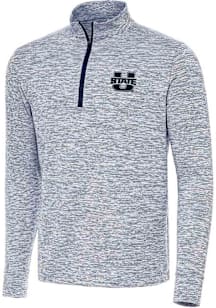 Antigua Utah State Aggies Mens Navy Blue Cause Long Sleeve Qtr Zip Pullover