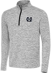Antigua Utah State Aggies Mens Black Cause Long Sleeve Qtr Zip Pullover