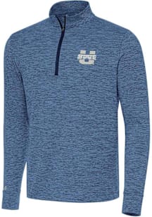 Antigua Utah State Aggies Mens Navy Blue Cause Long Sleeve Qtr Zip Pullover