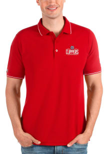 Antigua Los Angeles Clippers Mens Red Affluent Short Sleeve Polo