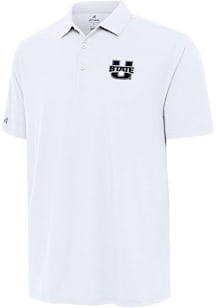 Antigua Utah State Aggies Mens White Era Short Sleeve Polo