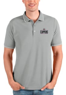 Antigua Los Angeles Clippers Mens Grey Affluent Short Sleeve Polo