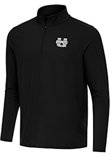 Antigua Utah State Aggies Mens Black Intent Long Sleeve Qtr Zip Pullover