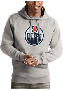 Antigua Edmonton Oilers Mens Grey Victory Long Sleeve Hoodie
