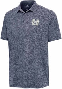 Antigua Utah State Aggies Mens Navy Blue Par 3 Short Sleeve Polo