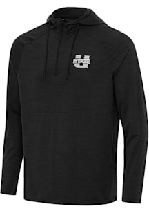 Antigua Utah State Aggies Mens Black Spikes Long Sleeve Qtr Zip Pullover