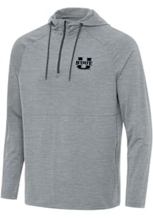 Antigua Utah State Aggies Mens Grey Spikes Long Sleeve Qtr Zip Pullover