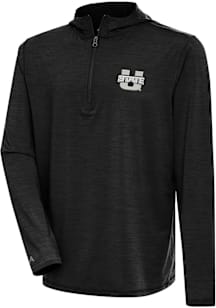 Antigua Utah State Aggies Mens Black Tidy Long Sleeve Qtr Zip Pullover