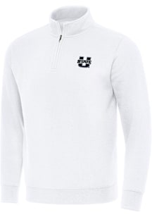 Antigua Utah State Aggies Mens White Victory Long Sleeve Qtr Zip Pullover
