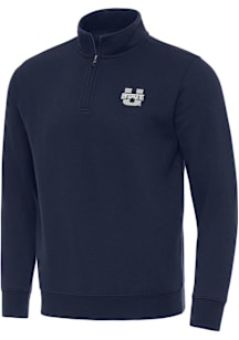 Antigua Utah State Aggies Mens Navy Blue Victory Long Sleeve Qtr Zip Pullover