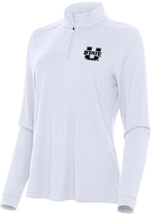 Antigua Utah State Aggies Womens White Intent Qtr Zip