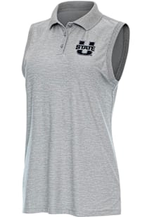 Antigua Utah State Aggies Womens Grey Recap Polo Shirt