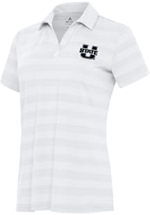 Antigua Utah State Aggies Womens White Tunnel Short Sleeve Polo Shirt