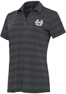 Antigua Utah State Aggies Womens Grey Tunnel Short Sleeve Polo Shirt