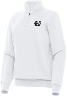 Antigua Utah State Aggies Womens White Victory Qtr Zip