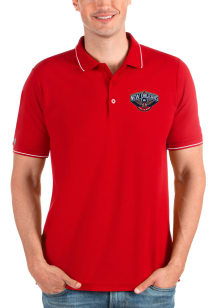 Antigua New Orleans Pelicans Mens Red Affluent Short Sleeve Polo