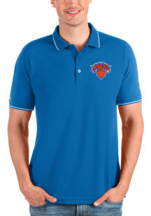Antigua New York Knicks Mens Blue Affluent Short Sleeve Polo