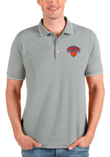 Antigua New York Knicks Mens Grey Affluent Short Sleeve Polo
