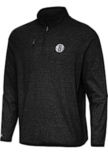 Antigua Brooklyn Nets Mens Black Certain Long Sleeve Qtr Zip Pullover
