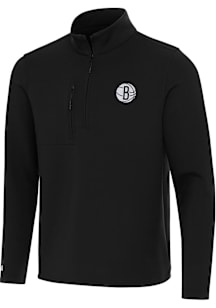 Antigua Brooklyn Nets Mens Black Insider Long Sleeve Qtr Zip Pullover