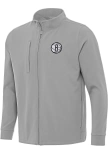 Antigua Brooklyn Nets Mens Grey Regard Light Weight Jacket