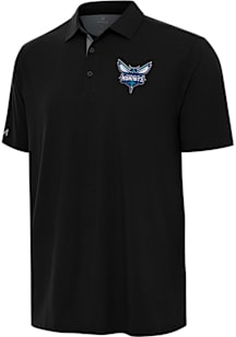 Antigua Charlotte Hornets Mens Black Era Short Sleeve Polo