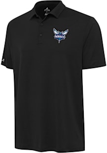 Antigua Charlotte Hornets Mens Black Reprocess Recycled Short Sleeve Polo