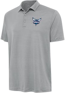 Antigua Charlotte Hornets Mens Grey Reprocess Recycled Short Sleeve Polo