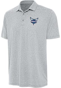 Antigua Charlotte Hornets Mens Grey Scheme Short Sleeve Polo