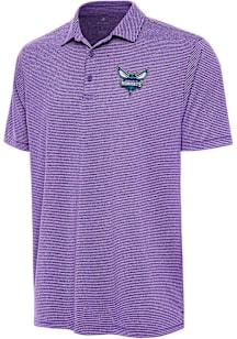 Antigua Charlotte Hornets Mens Purple Scheme Short Sleeve Polo
