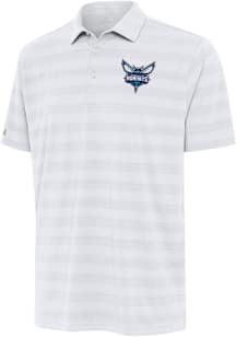 Antigua Charlotte Hornets Mens White Tunnel Short Sleeve Polo