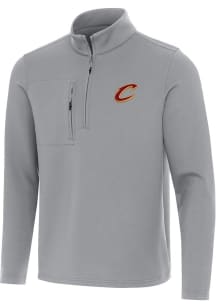 Antigua Cleveland Cavaliers Mens Grey Insider Long Sleeve Qtr Zip Pullover
