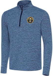 Antigua Denver Nuggets Mens Navy Blue Cause Long Sleeve Qtr Zip Pullover