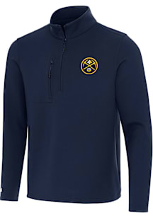 Antigua Denver Nuggets Mens Navy Blue Insider Long Sleeve Qtr Zip Pullover