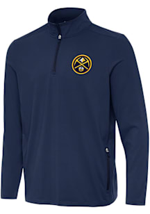 Antigua Denver Nuggets Mens Navy Blue Perilous Long Sleeve Qtr Zip Pullover