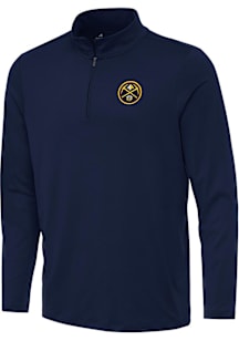 Antigua Denver Nuggets Mens Navy Blue Reprocess Recycled Long Sleeve Qtr Zip Pullover