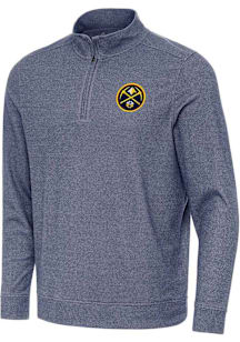 Antigua Denver Nuggets Mens Navy Blue Subtle Long Sleeve Qtr Zip Pullover
