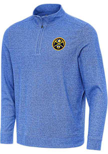 Antigua Denver Nuggets Mens Blue Subtle Long Sleeve Qtr Zip Pullover