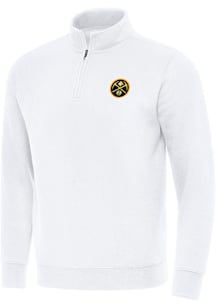 Antigua Denver Nuggets Mens White Victory Long Sleeve Qtr Zip Pullover