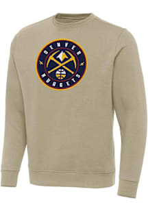Antigua Denver Nuggets Mens Khaki Full Front Victory Long Sleeve Crew Sweatshirt