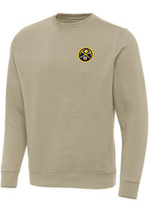 Antigua Denver Nuggets Mens Khaki Victory Long Sleeve Crew Sweatshirt